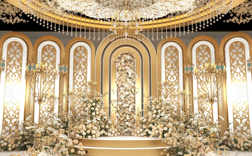 昌宁香槟色调婚礼堂效果展示